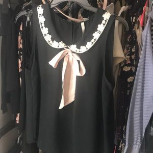 Black LC. Blouse with Peter Pan collar
